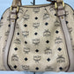 MCM Visetos Leather Top Handle Alma Bag Beige/Black H3857