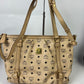 MCM Visetos Leather 2-Way Bag Beige/Black G6638