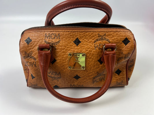 MCM Visetos Leather Vintage Mini Boston Bag Cognac/LV