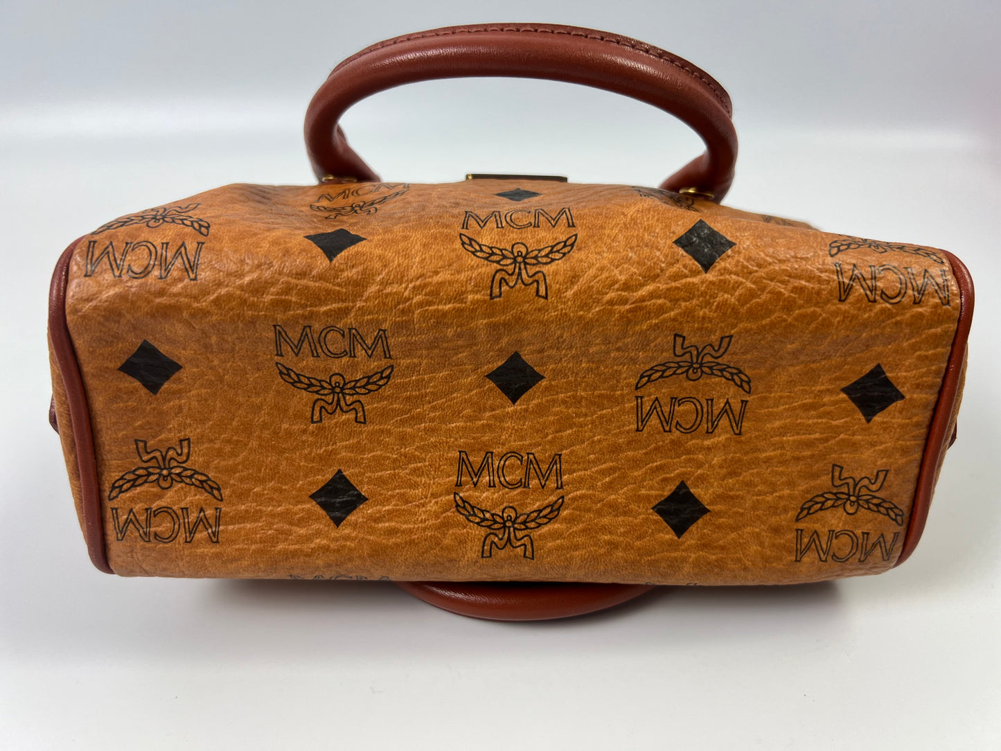 MCM Visetos Leather Vintage Mini Boston Bag Cognac/LV