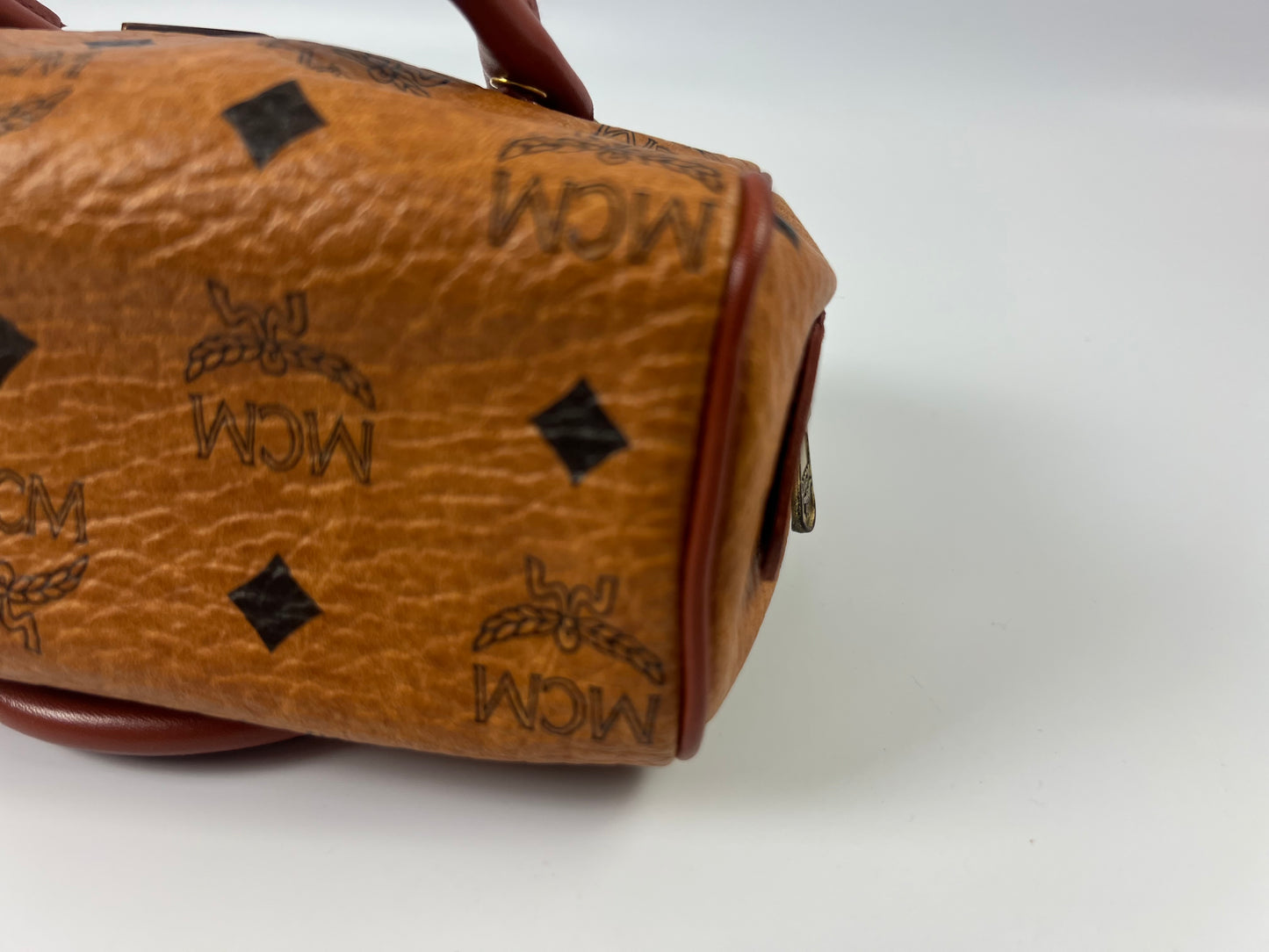 MCM Visetos Leather Vintage Mini Boston Bag Cognac/LV