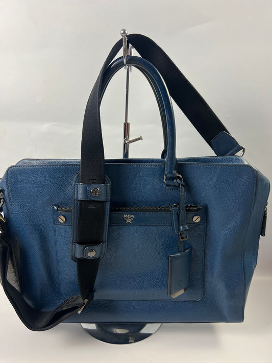 MCM Shoulder/Messenger Bag Blue Leather