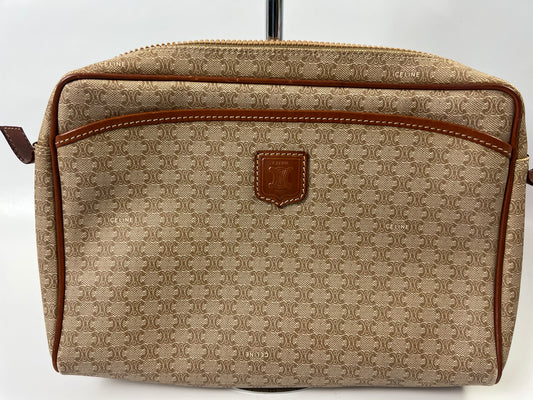 CELINE Macadam Pattern Clutch Bag Lite Brown