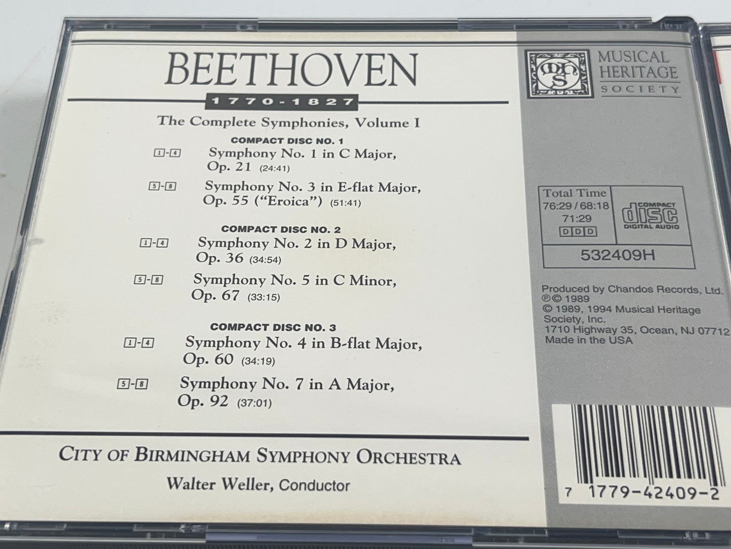 Beethoven: The Complete Symphonies Volume 1 & 2 - Music CD