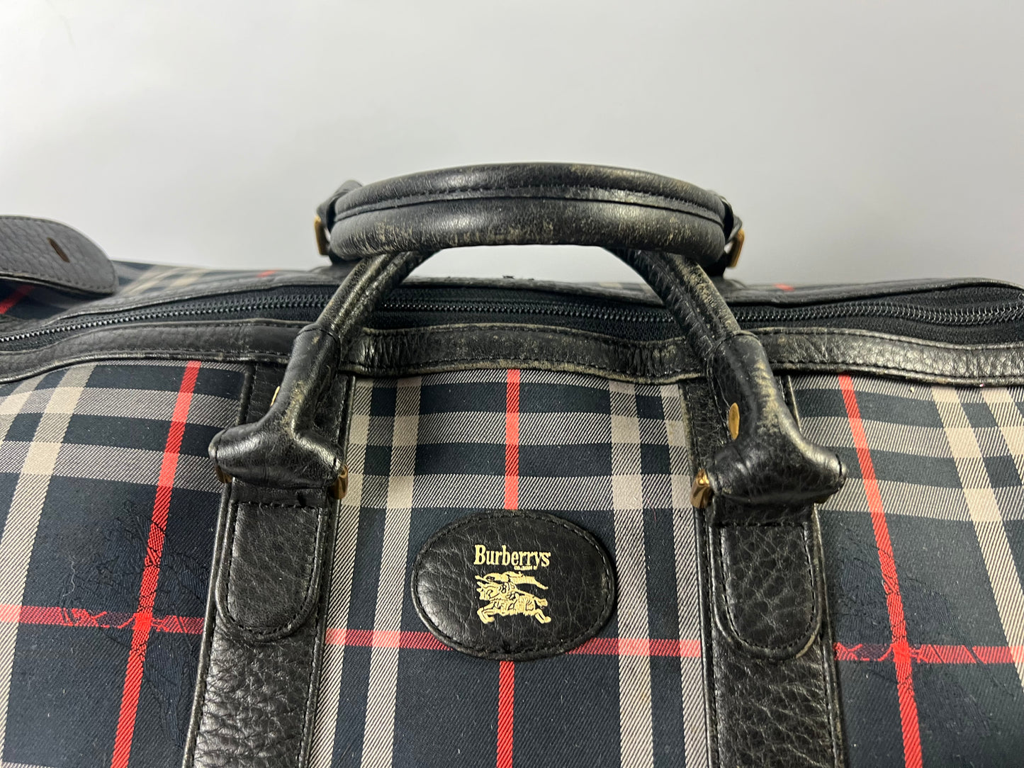 Burberry Boston Nova Check Duffle Bag Travel Blue