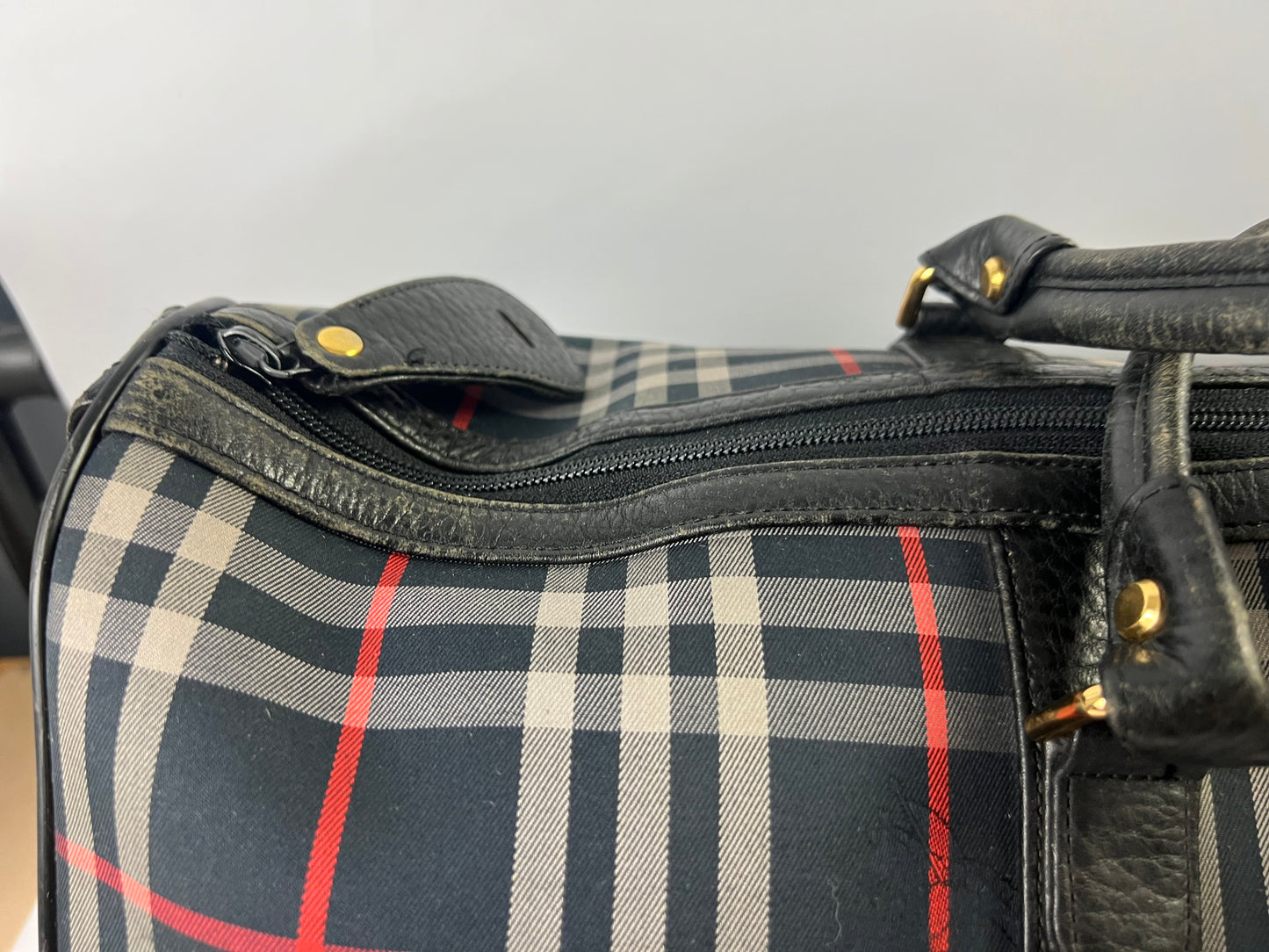 Burberry Boston Nova Check Duffle Bag Travel Blue