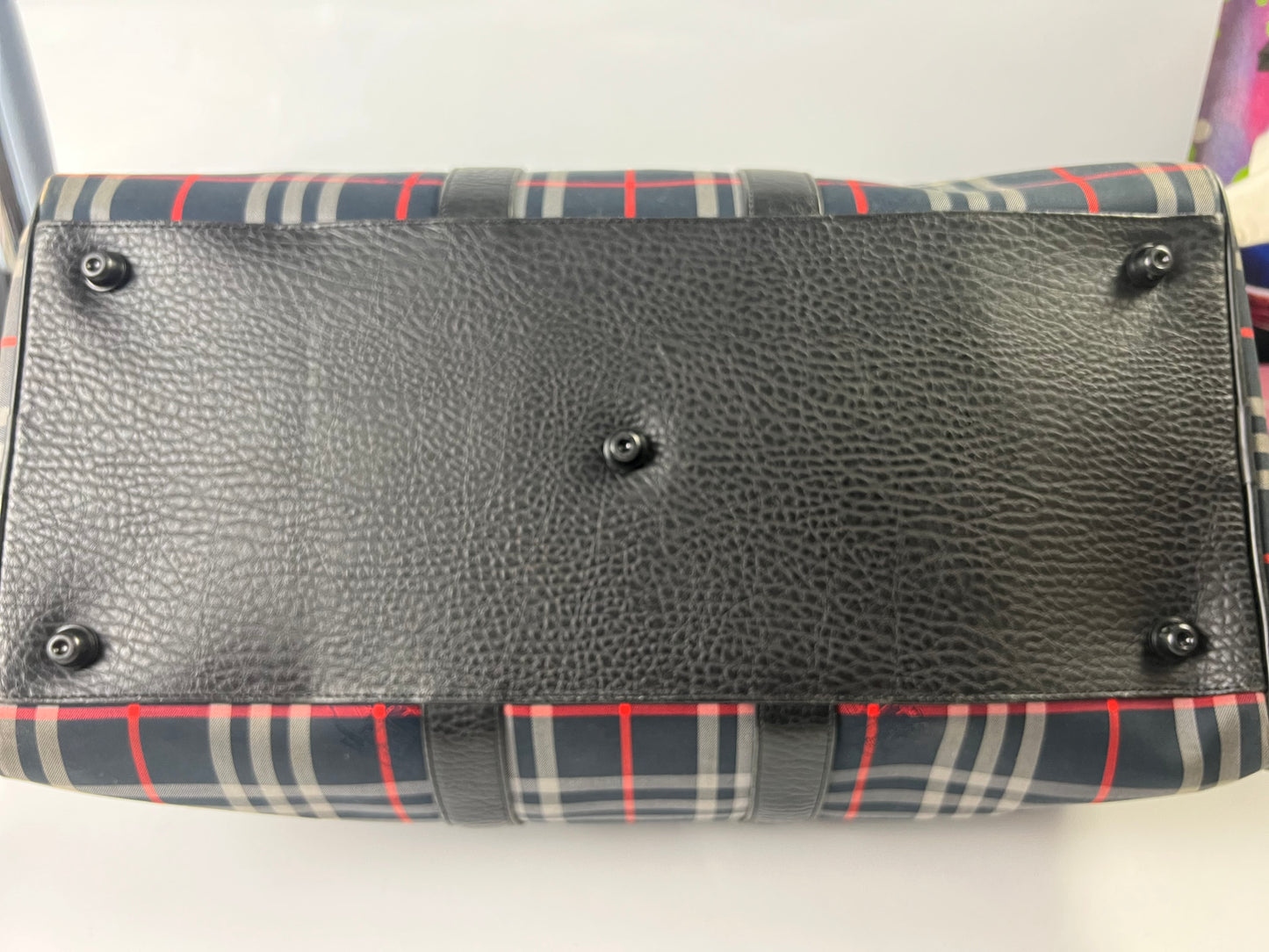 Burberry Boston Nova Check Duffle Bag Travel Blue