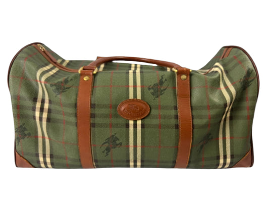 Burberry Boston Nova Check Duffle Bag Travel Green