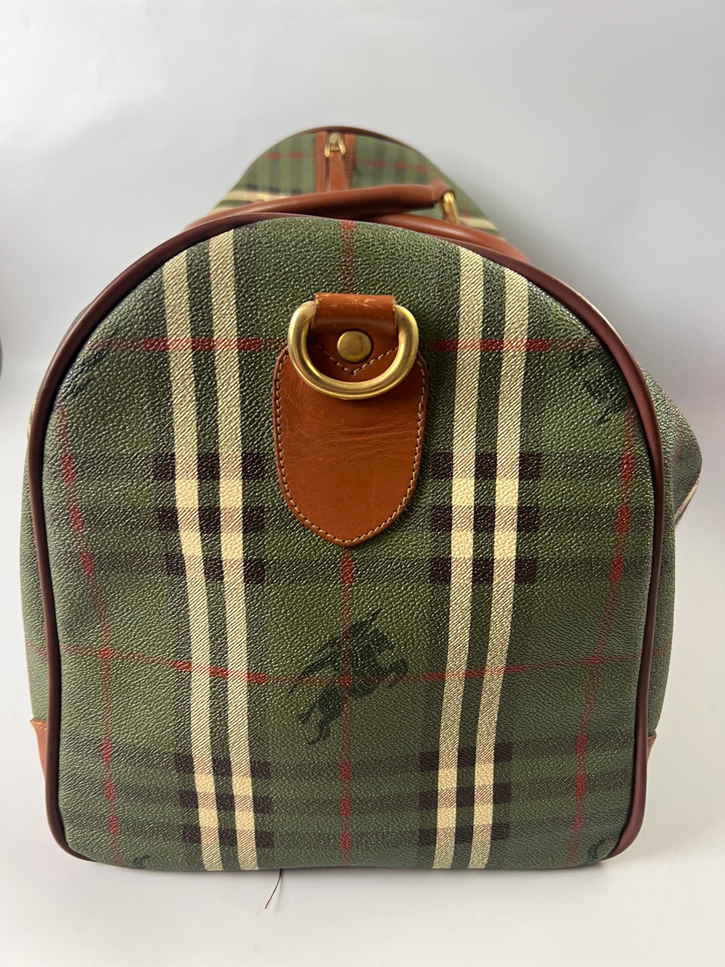 Burberry Boston Nova Check Duffle Bag Travel Green