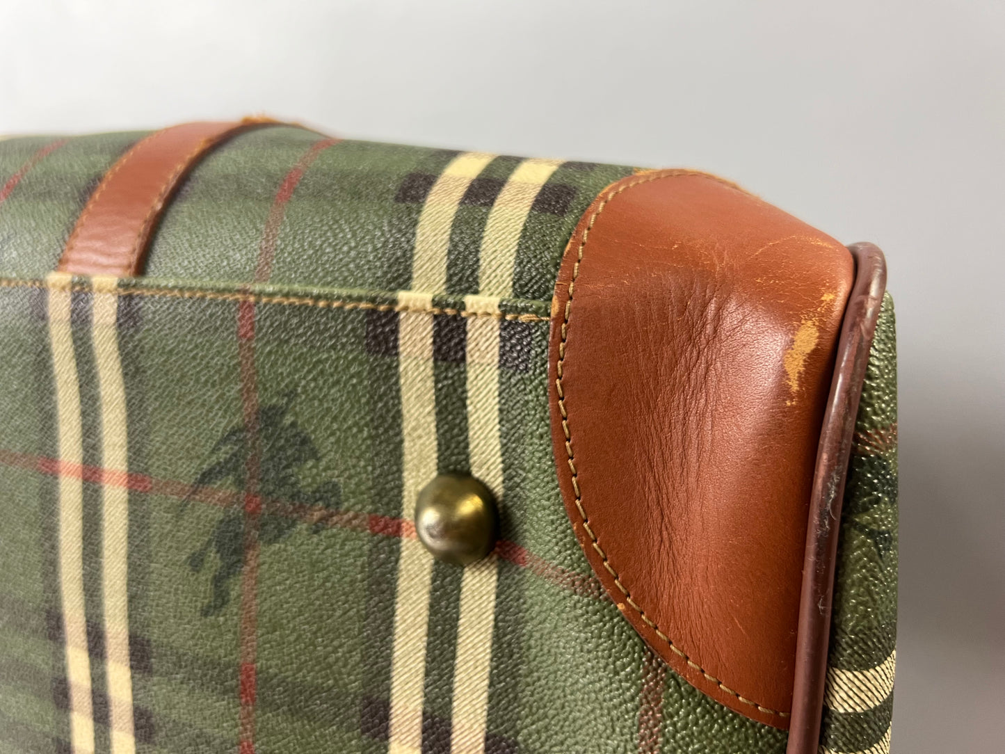 Burberry Boston Nova Check Duffle Bag Travel Green