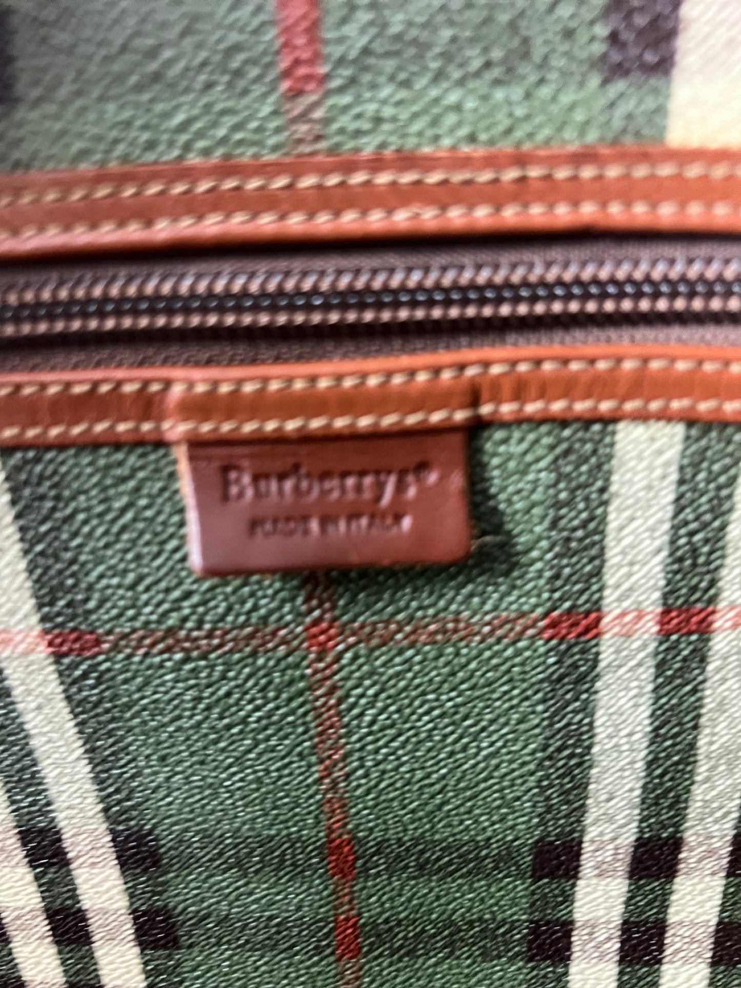 Burberry Boston Nova Check Duffle Bag Travel Green