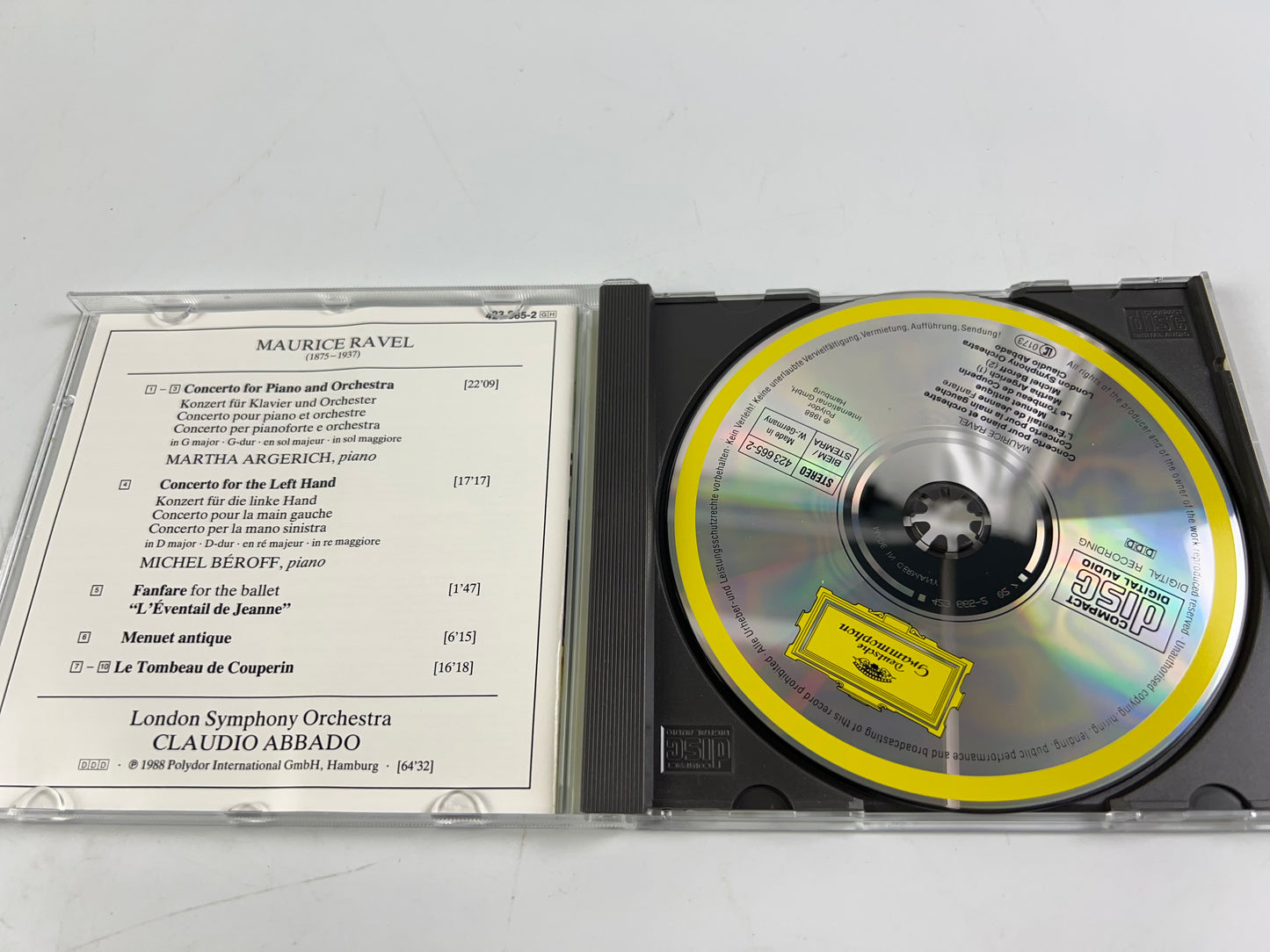 Ravel: Piano Concertos (CD, Dec-1988, Deutsche Grammophon)