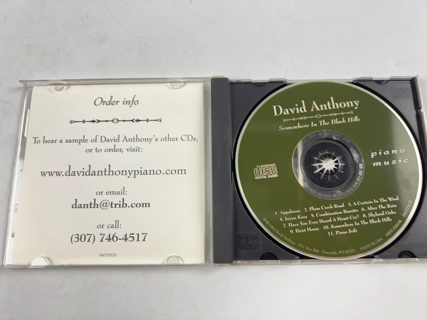 Somewhere In The Black Hills - Piano Music by David Anthony (CD, 1993)