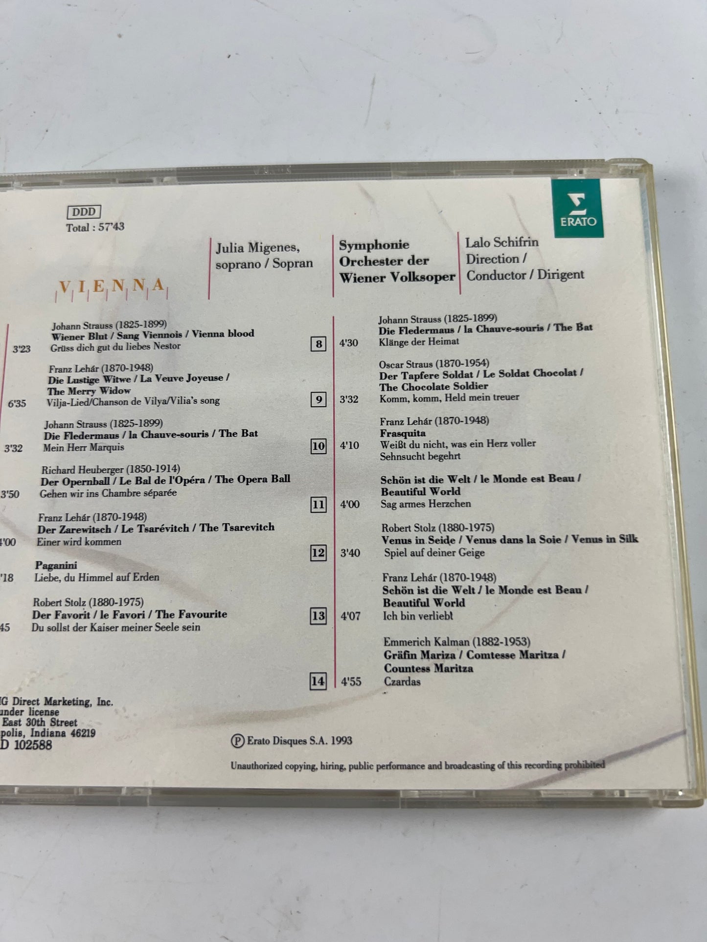 Vienna / Julia Migenes, Lalo Schifrin, Vienna Volksoper Orch (CD, 1993, Erato)