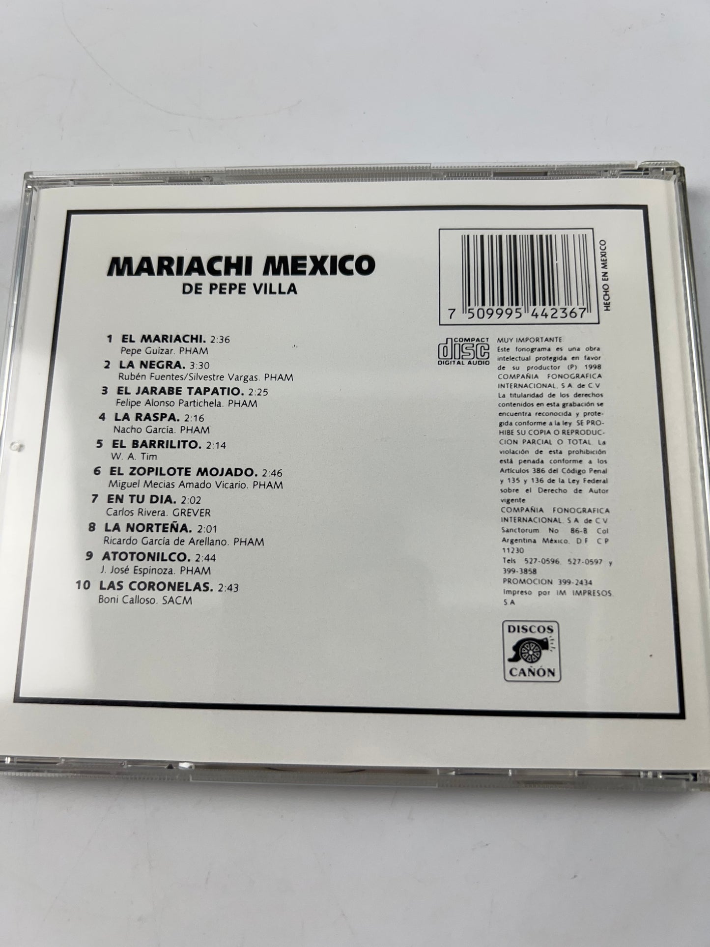 Mariachi Mexico De Pepe Villa CD