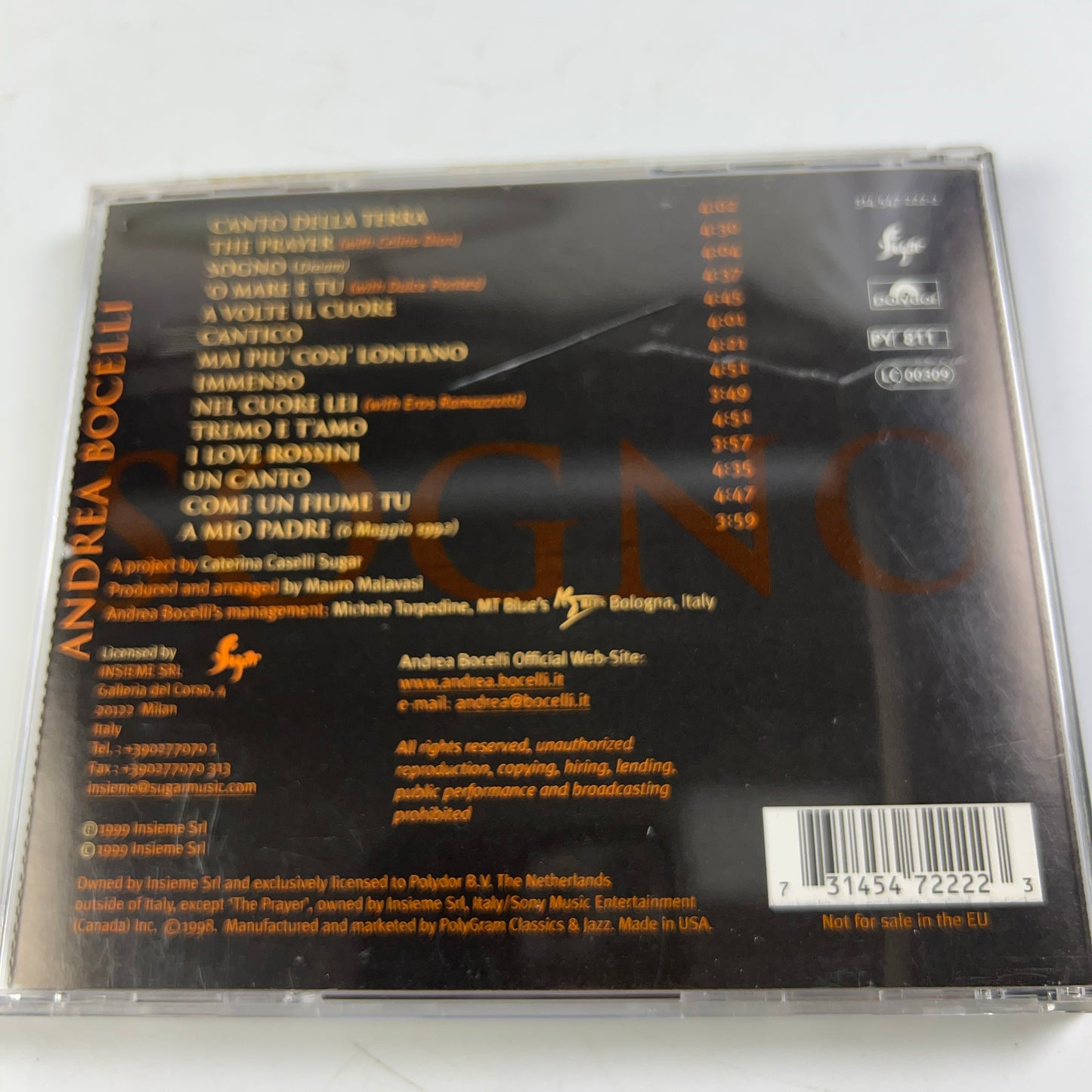 Sogno by Bocelli, Andrea (CD, 1999)