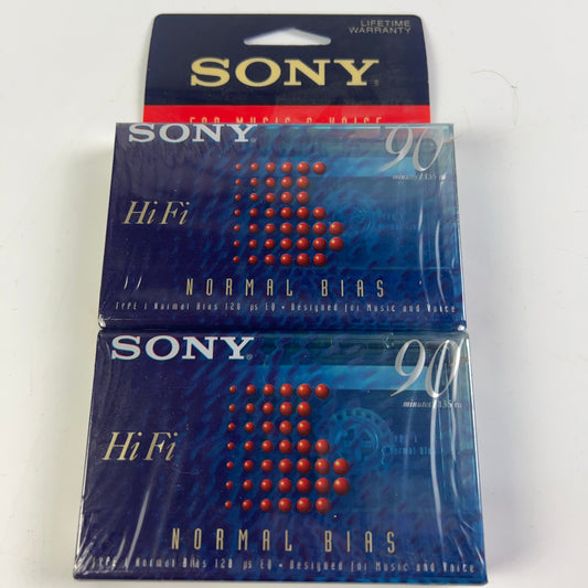 Sony HF Normal Bias 2 Pack 90 Minutes Audio Cassette Tape Blank Brand New