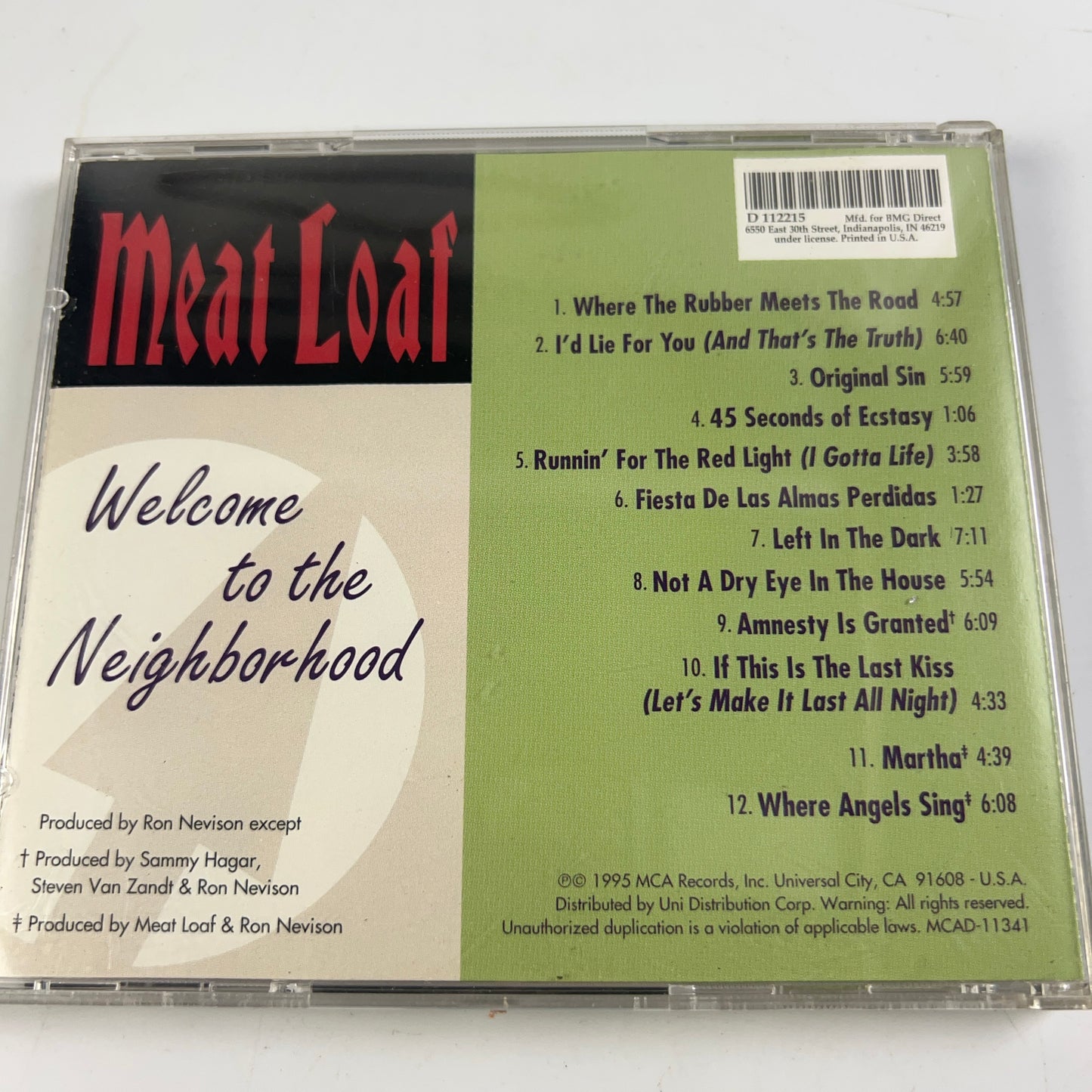 Welcome To The Neighborhood - Meat Loaf (CD, Nov-1995, MCA)