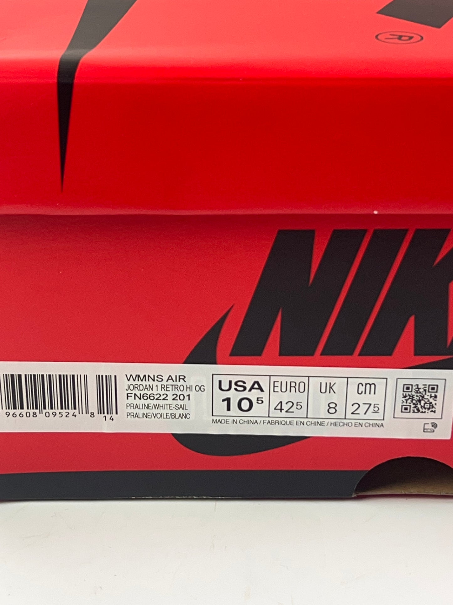Nike Air Jordan 1 Retro Hi OG Shoes "Praline" White FN6622-201 Womens Size 10