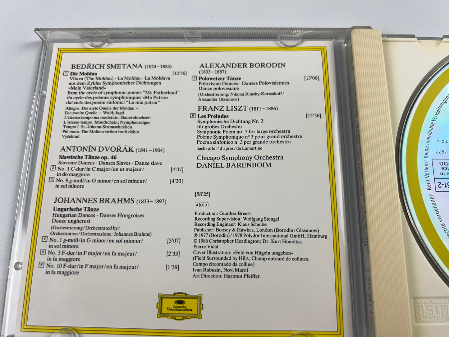 Die Moldau Slavonic Chicago Symphony Orchestra vltava (Cso/barenboim) CD