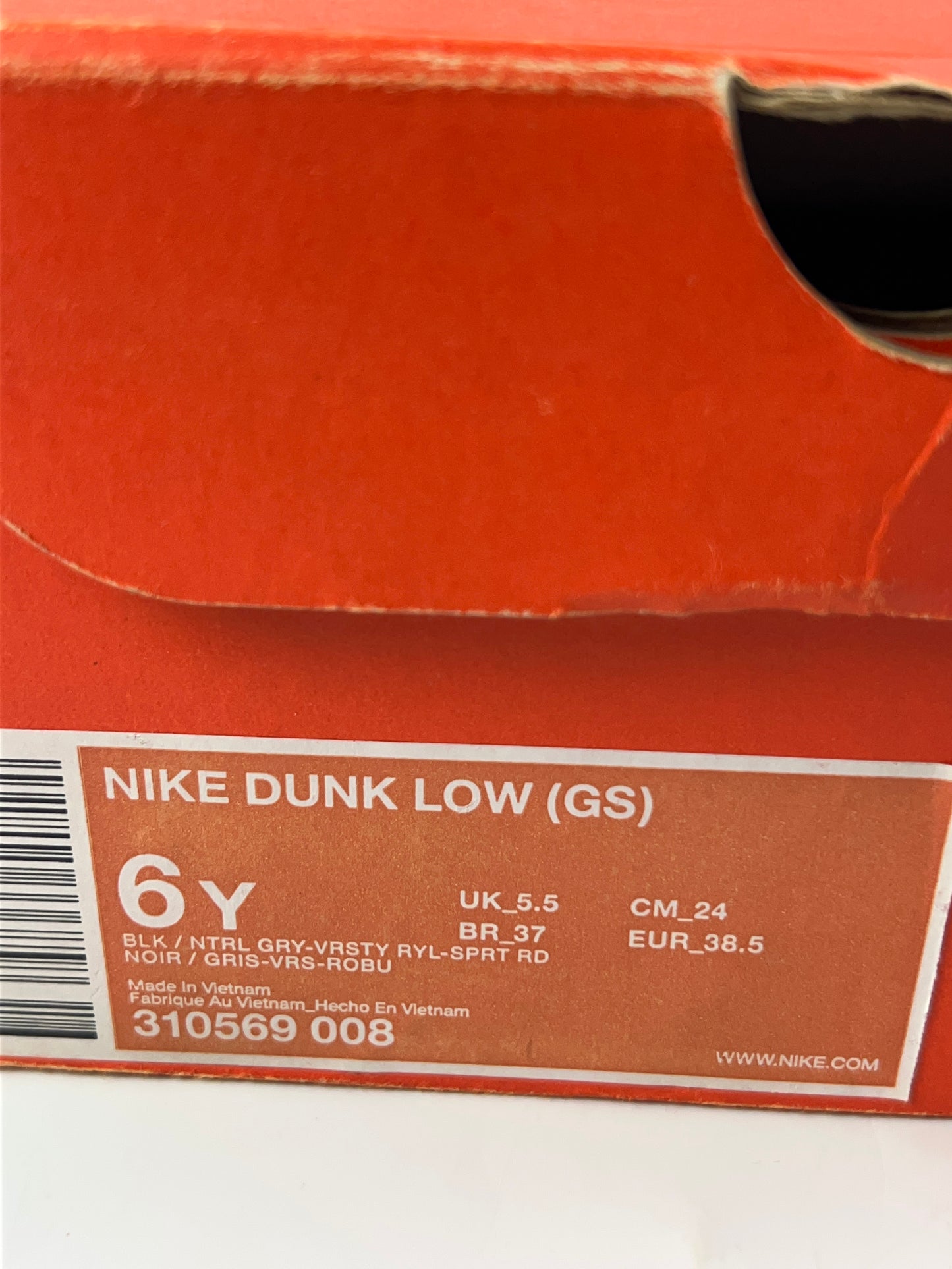 2007 Nike Dunk Low GS Black/Royal Shoes 310569-008 Kid 6y Women 7.5