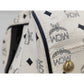 MCM Munchen White/Blue Canvas Leather Large Duffle Weekender Travel Bag w/strap