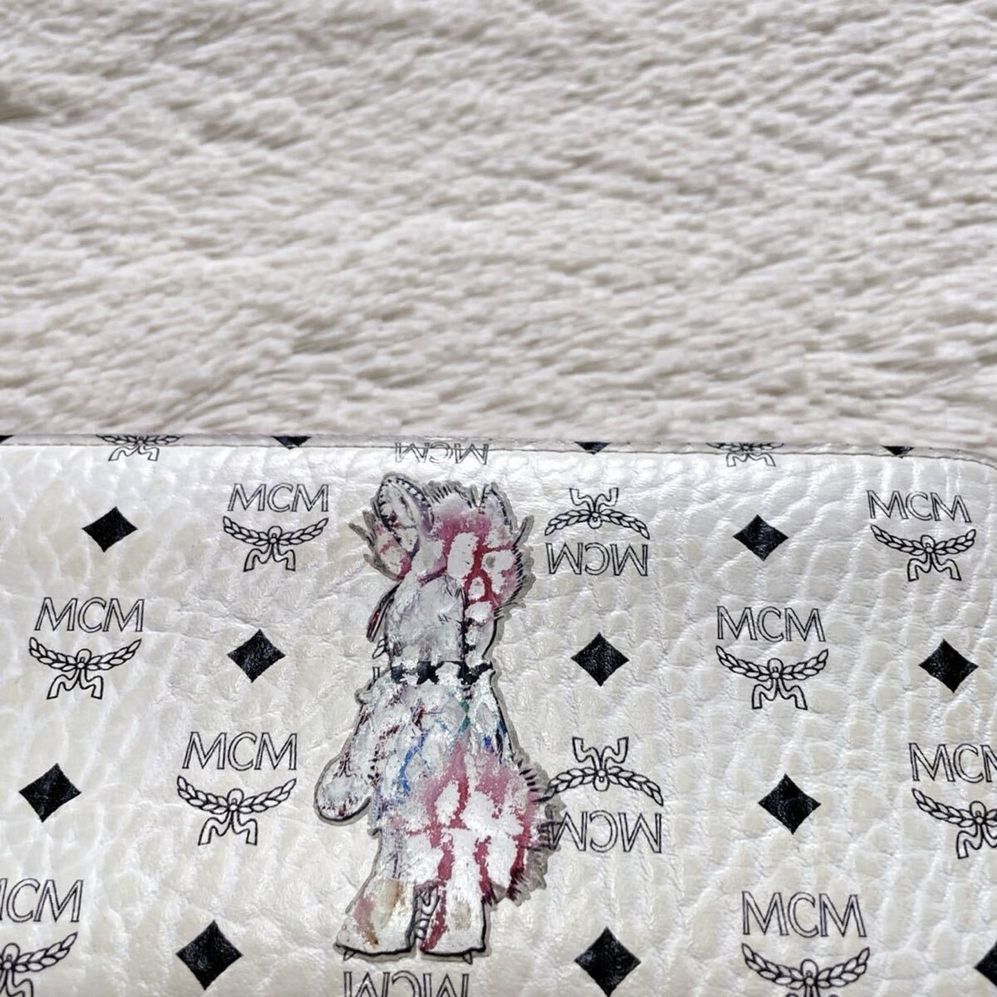 MCM Visetos Rabbit Round Zipper Long Wallet PVC Leather