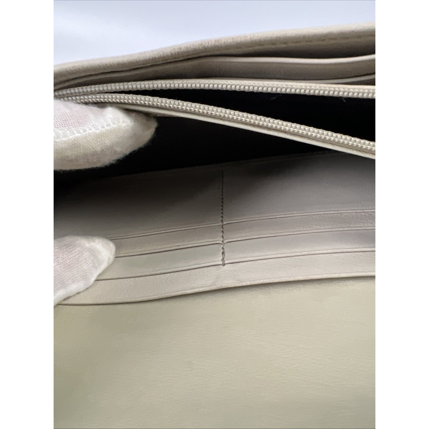 Gucci Long Wallet Men Beige Leather Micro Guccishima