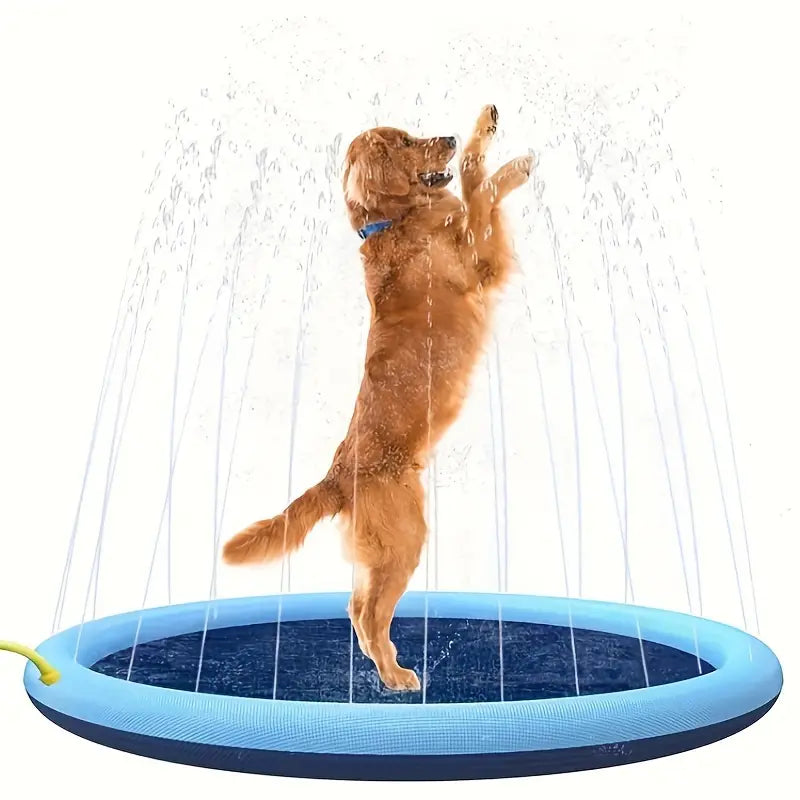 Splash Pad for Kids & Dogs 66" Thickened Durable Pet Dog Bath Pool Summer Outdoor Water Toys Sprinklers Splash Play Mat