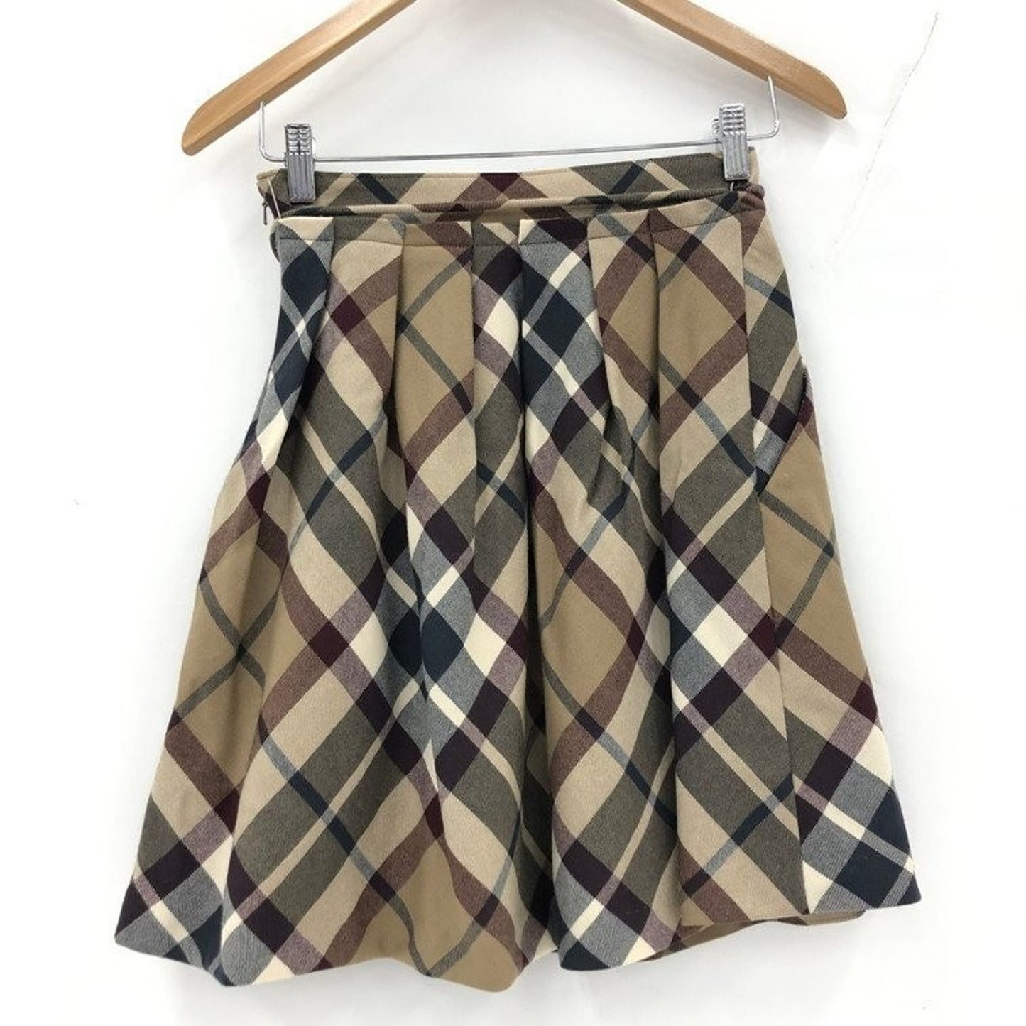 Burberry Blue Label Nova Check Skirt With Strap Beige Size 38