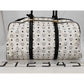 MCM Munchen White/Blue Canvas Leather Large Duffle Weekender Travel Bag w/strap