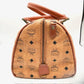 MCM Visetos Top Handle/Shoulder Bag Cognac Canvas/Leather 13.75x8.5x8