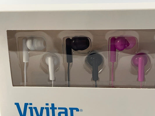 Vivitar Noise Isolating Earbud Headphones w/ Silicone Comfort Earbuds 5-Pack