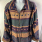NY10018 Women's Aztec Pattern Fleece Jacket Coat Sz L Full Zip