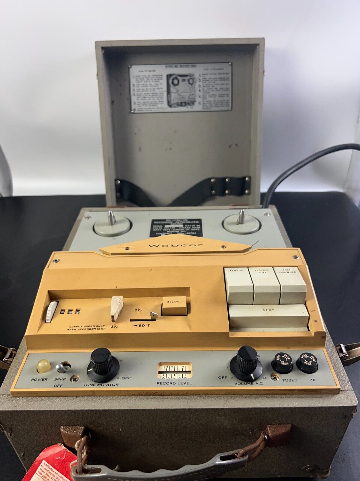 Vintage Webcor PB-173B/UN Recorder - Reproducer Sound NAVY Tested