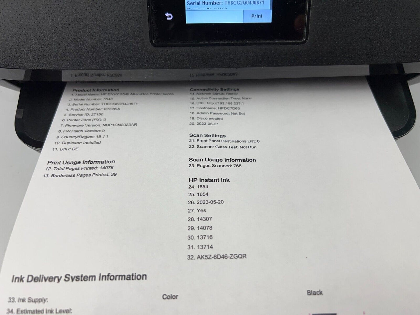 HP ENVY 5540 Wireless All-In-One Inkjet Printer Scanner Copier Needs Ink