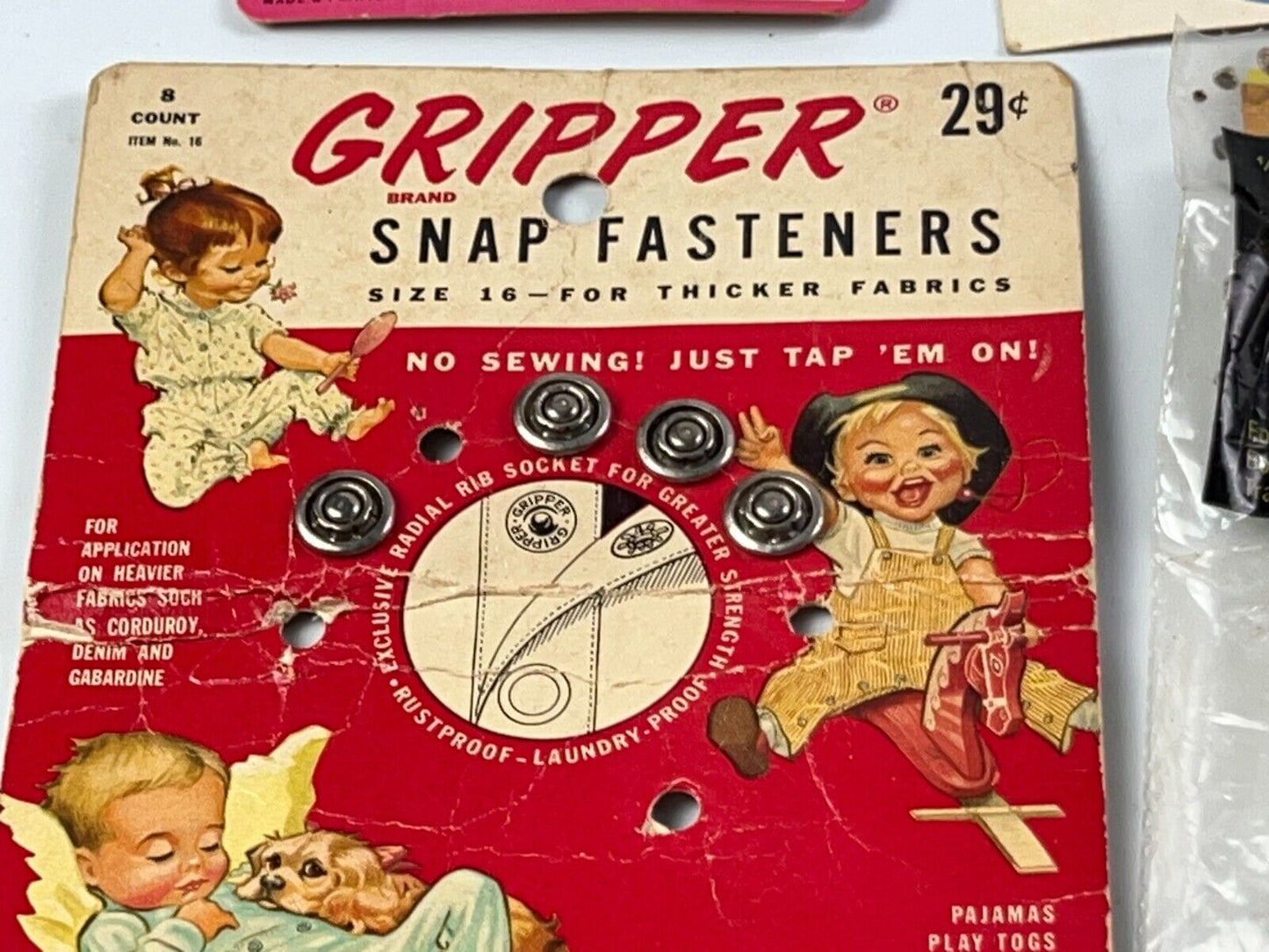 Vintage Sew-on Snaps, Fasteners New Old Stock, Hook and Eye, Sewing