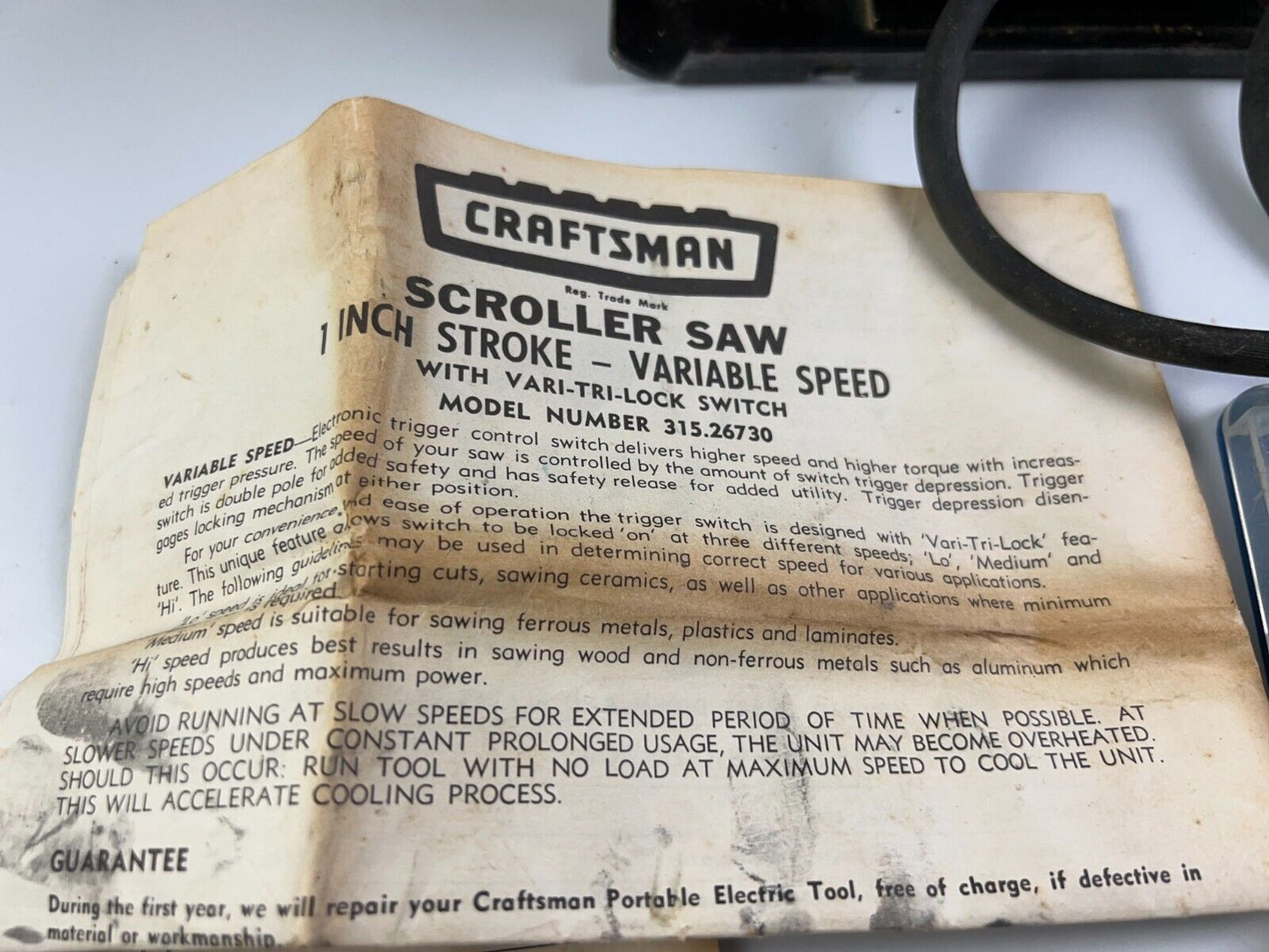 Craftsman Jigsaw Multi Speed Scroller Saw (Vintage) Works Great 315.26730