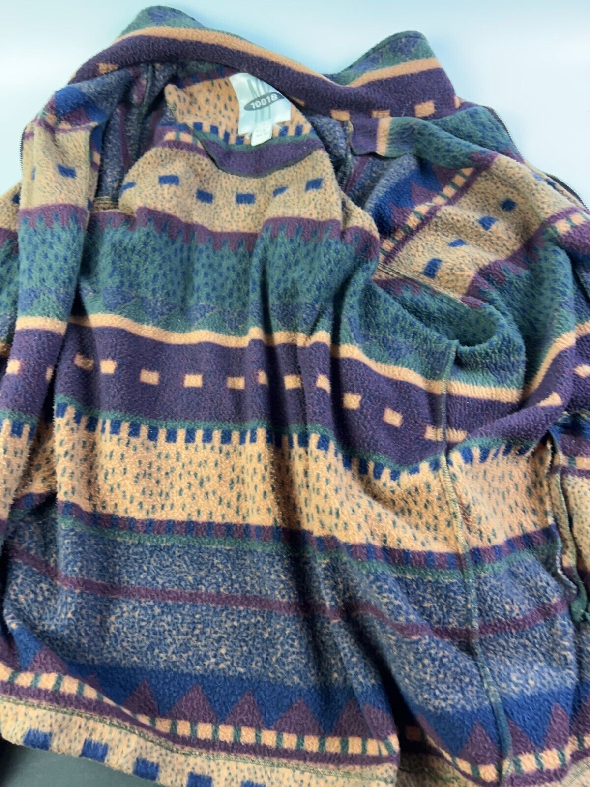 NY10018 Women's Aztec Pattern Fleece Jacket Coat Sz L Full Zip