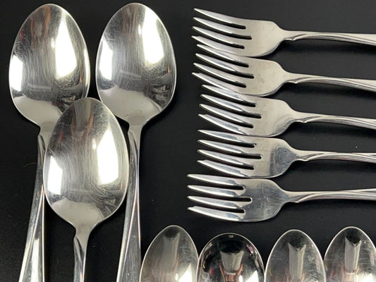 Oneida Distinction Deluxe Stainless HH Mixed Lot of 24 Spoons, Teaspoons, Forks - Flatware Set