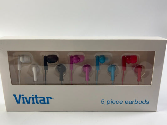 Vivitar Noise Isolating Earbud Headphones w/ Silicone Comfort Earbuds 5-Pack