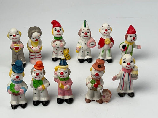 Humor 3" Clown Vintage Porcelain Bisque Figurines Lot of 11