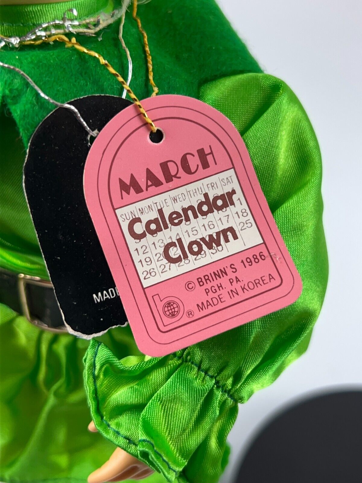 Brinn's Calendar Clown Doll March Limited Edition 1986 Irish St Patrick's Day