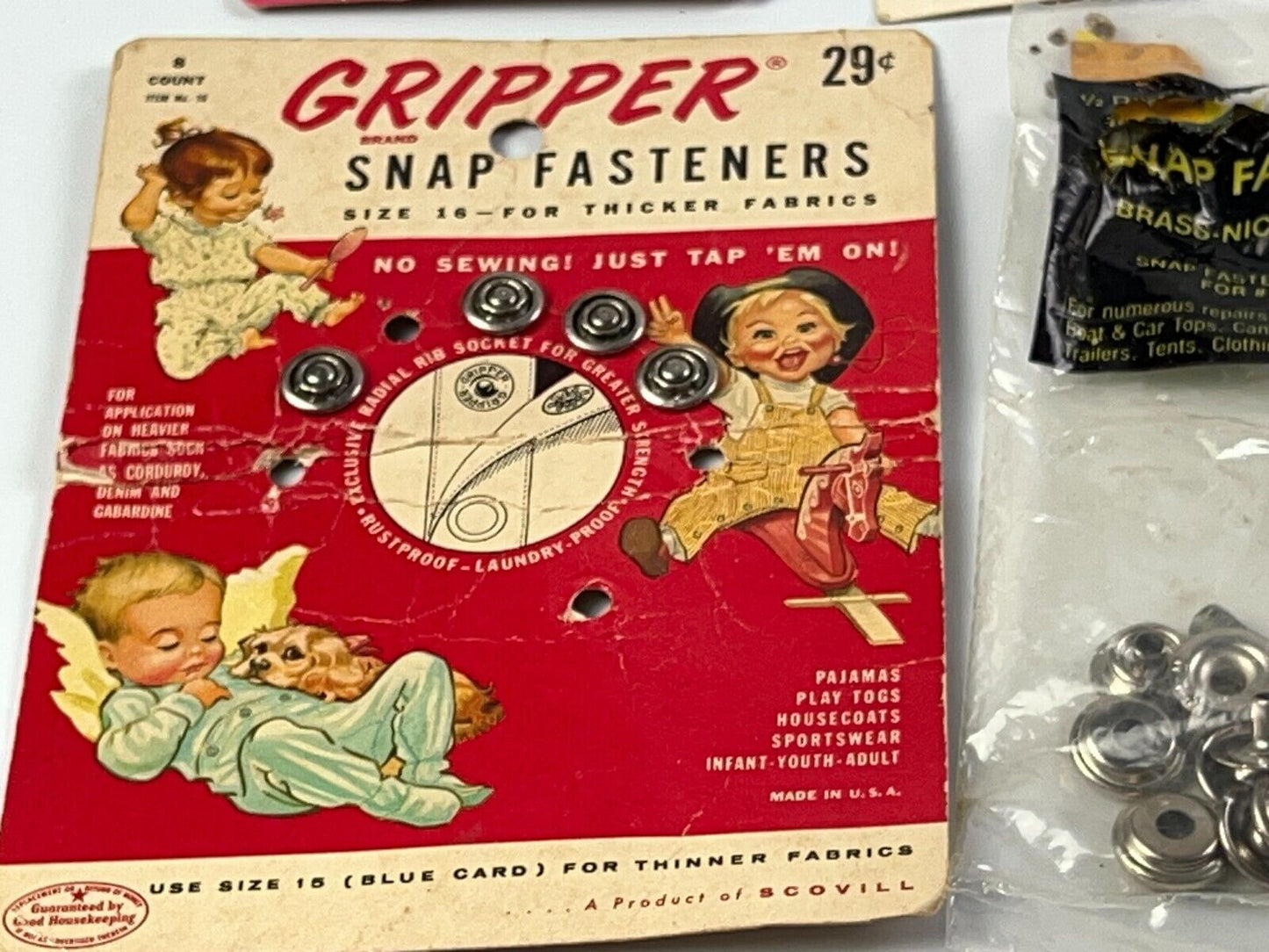 Vintage Sew-on Snaps, Fasteners New Old Stock, Hook and Eye, Sewing