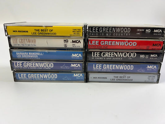 Lee Greenwood Cassette Tapes Lot of 10 Used