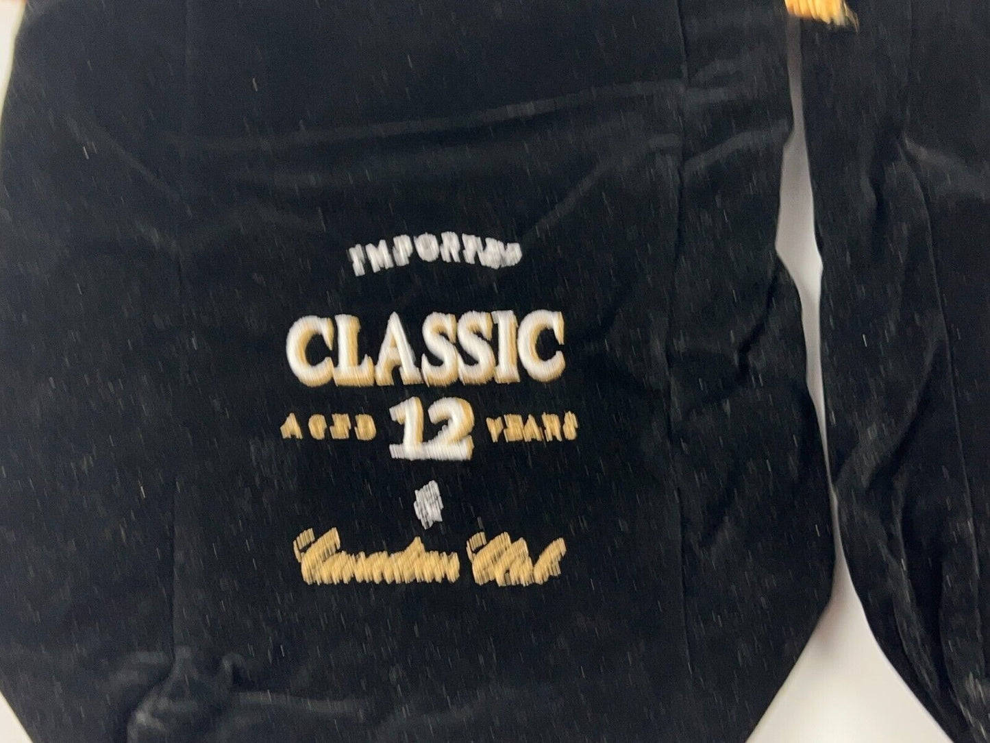 Canadian Club Classic Whiskey Black Felt Velour Drawstring Bag Stitched lot of 2