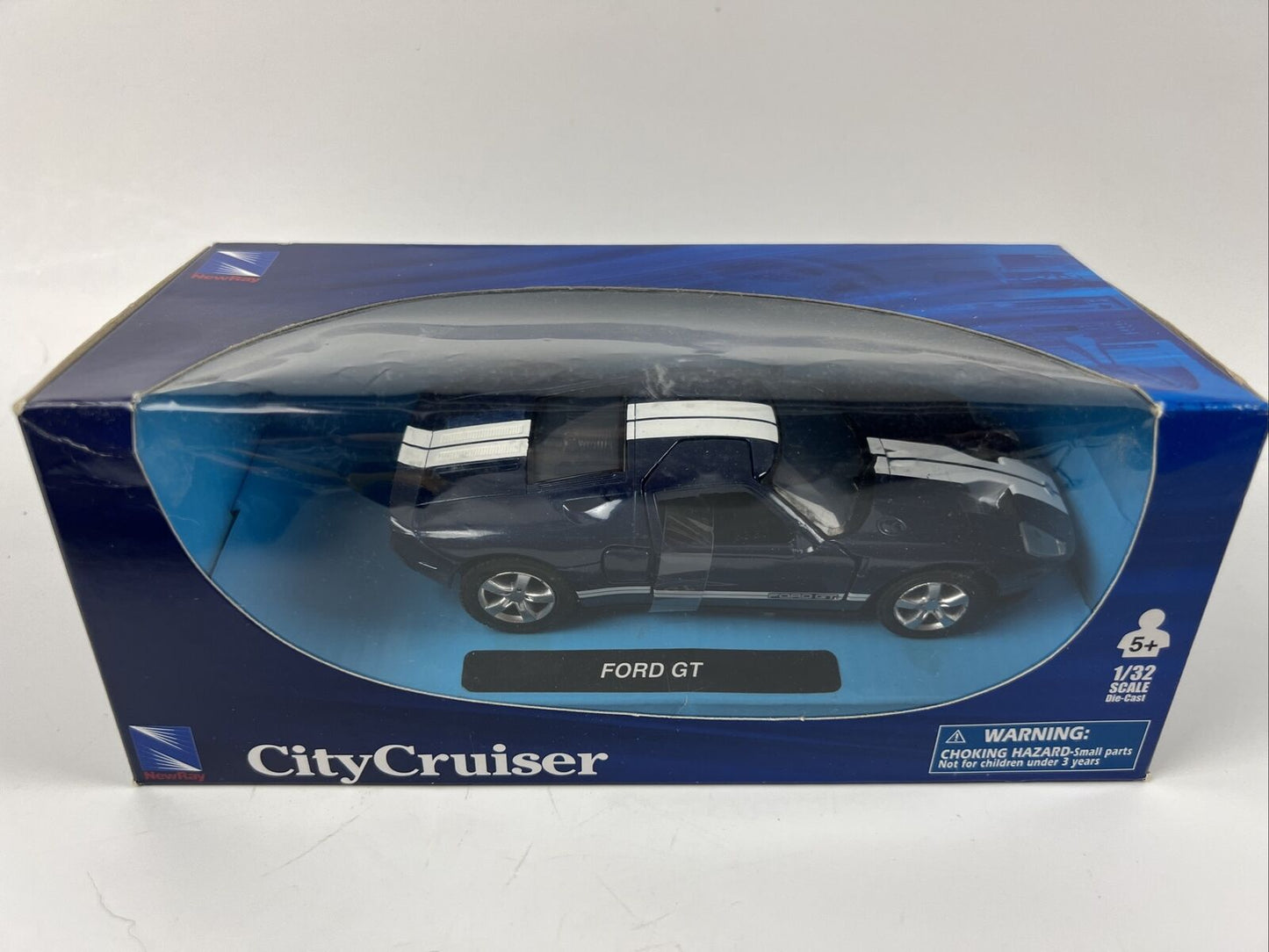 New Ray City Cruiser Collection Ford GT Blue/White 1/32 Scale