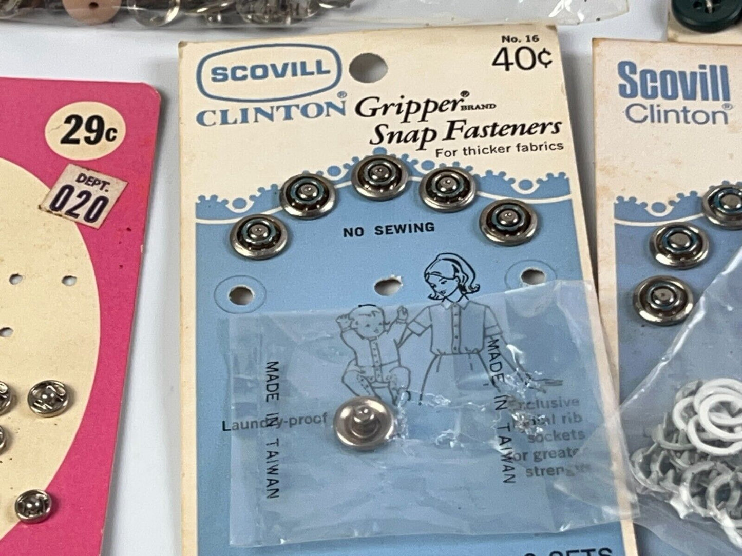 Vintage Sew-on Snaps, Fasteners New Old Stock, Hook and Eye, Sewing