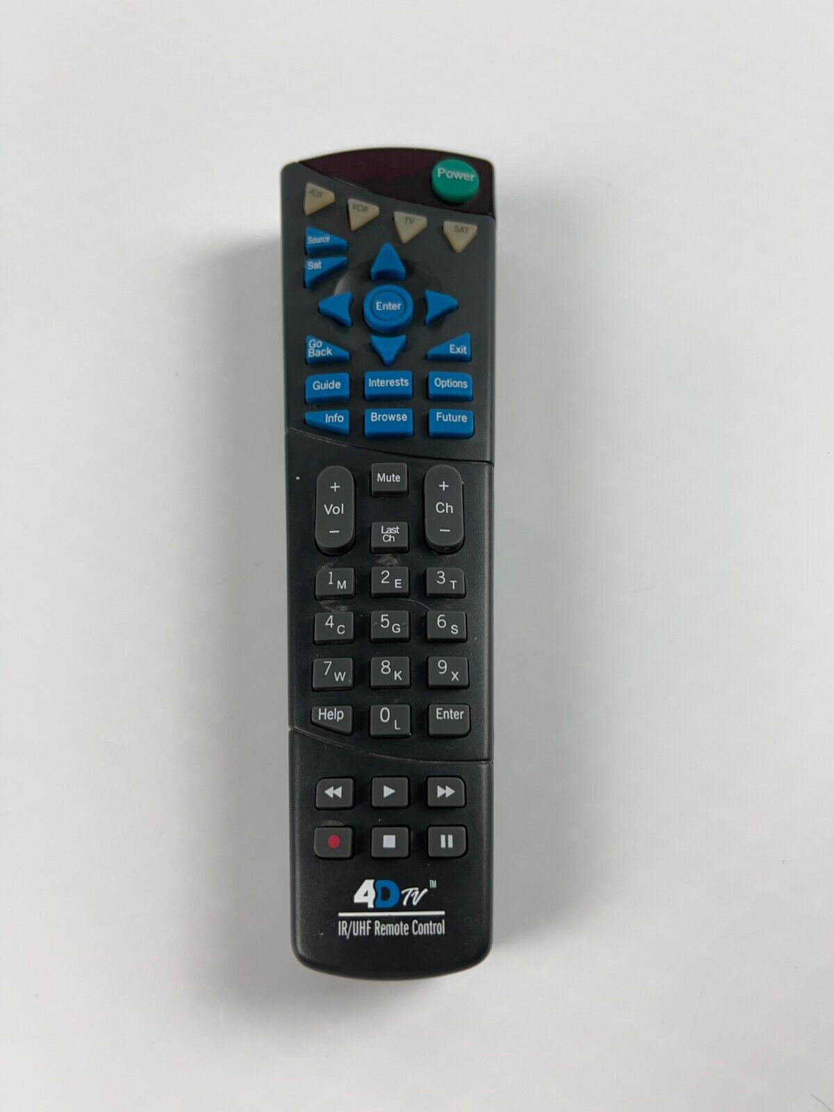 Motorola URC-941 Black Smooth Key Functions Wireless 4DTV IR UHF Remote Control