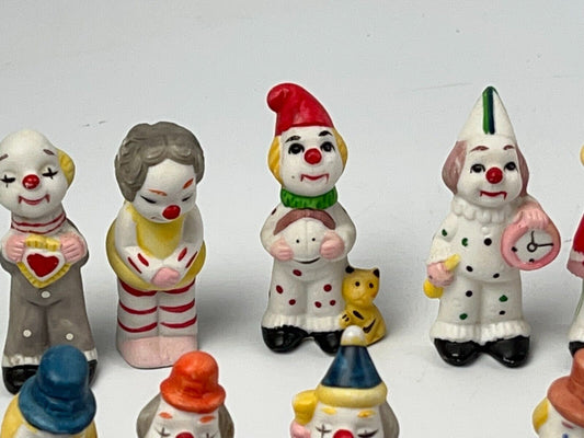 Humor 3" Clown Vintage Porcelain Bisque Figurines Lot of 11